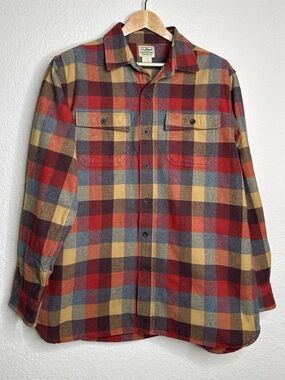 L.L. Bean Men's Traditional Fit Flannel Plaid Shirt Size L